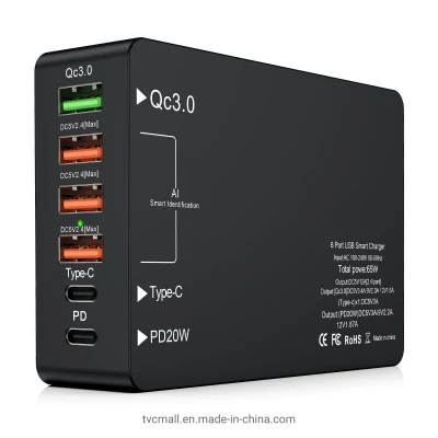 멀티 포트 USB QC3.0 충전기 유형-C Pd20W 전화 태블릿 블루투스 헤드폰 고속 충전기 전원 어댑터 - EU 플러그