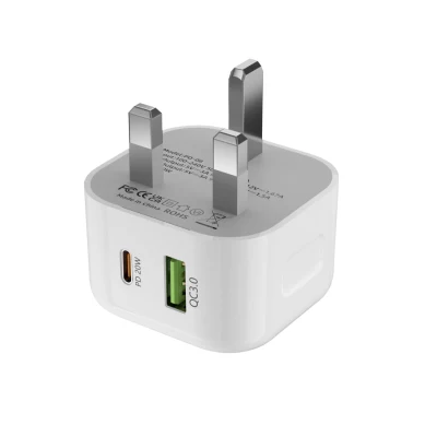 CE Ukca 지원 OEM ODM을 갖춘 고품질 20W USB Type-C 2 포트 충전 헤드